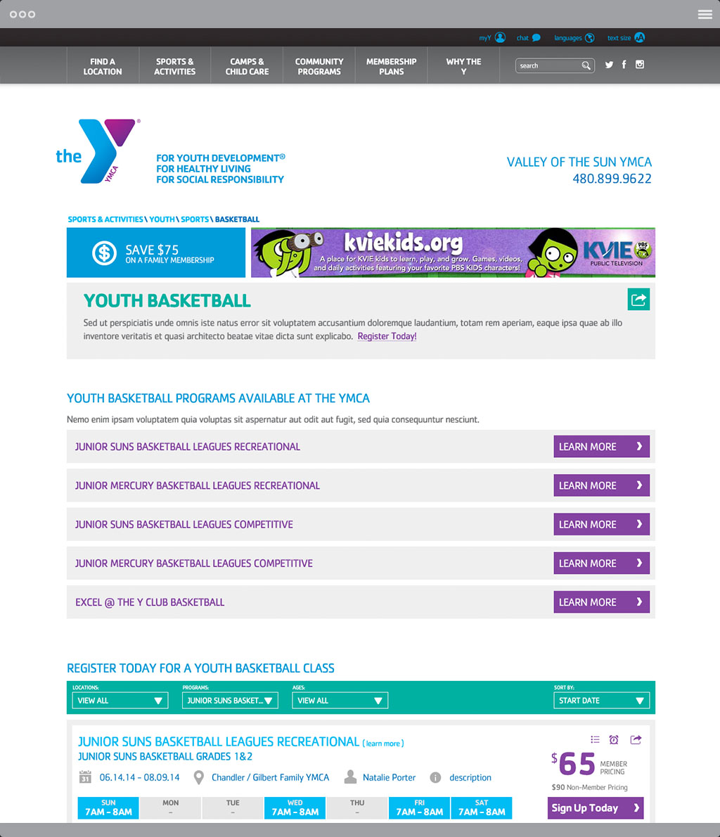 YMCA Activity Page